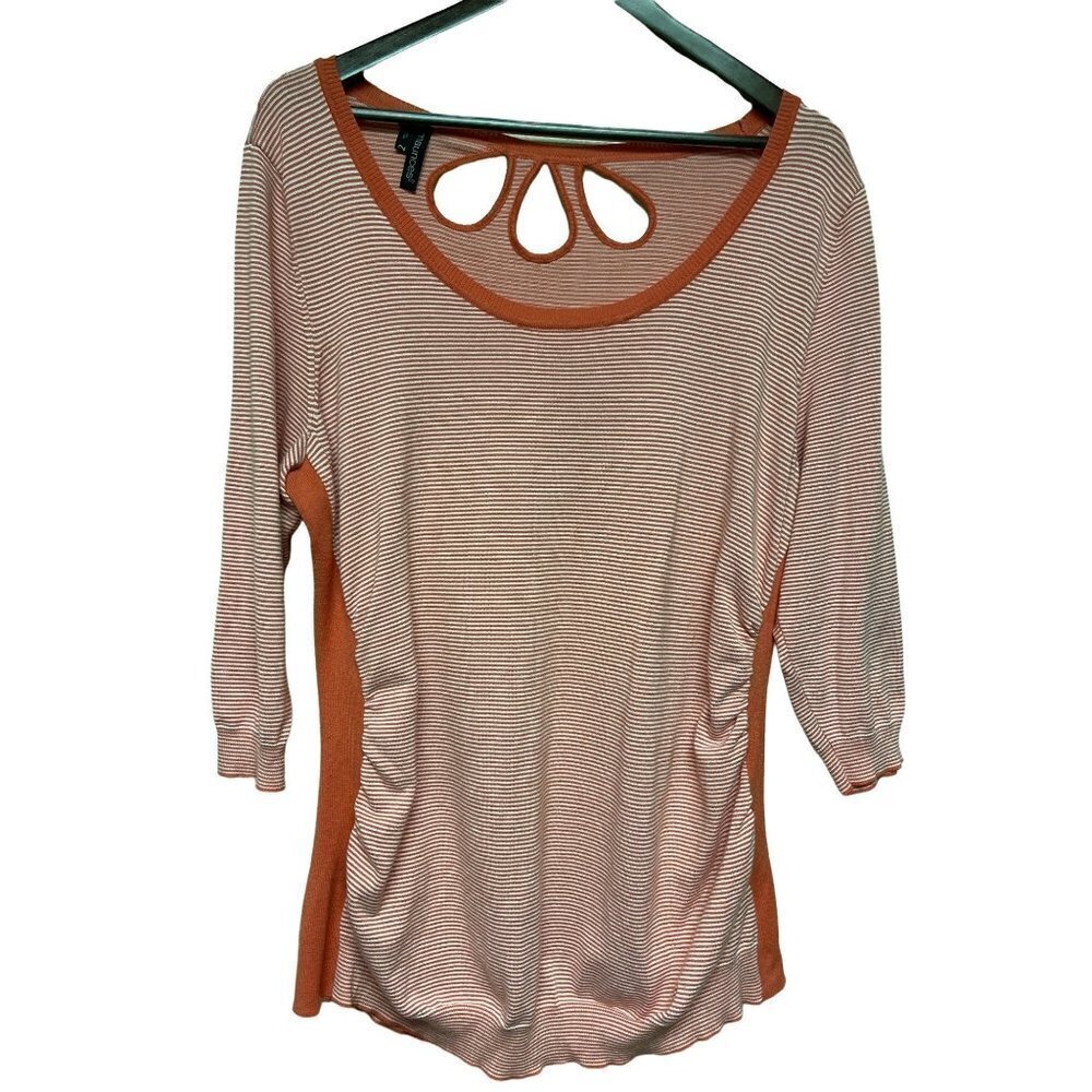 Maurices Orange Stripe Scoop Neck Cut Out Knit Top Women's Size 2 XS